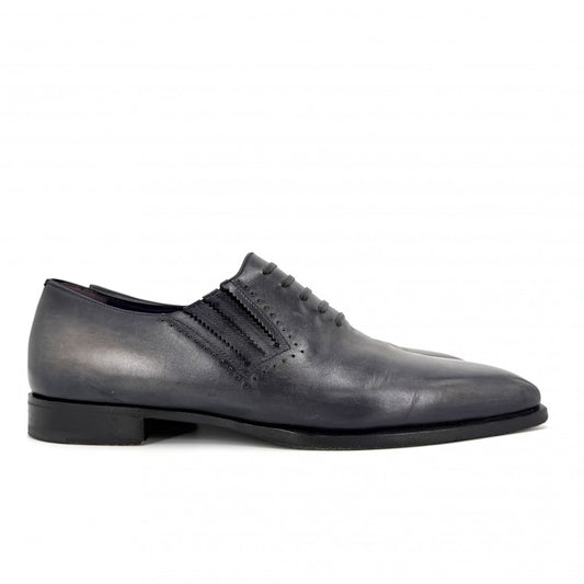 Berluti ベルルッティ ローファー デムジュール トロンプルイユ 革靴 サイドエラスティック レザー グレー メンズ【中古品】