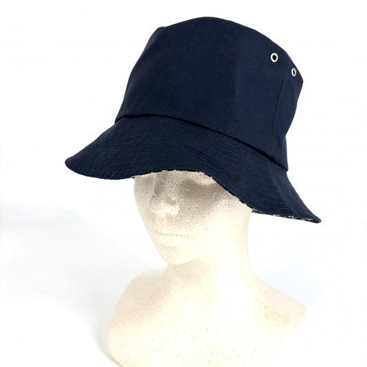 【開店SALE】 Dior ディオール 帽子 Teddy-D リバーシブル ボブハット バケットハット トロッター オブリーク 58サイズ 95TDD923A130 ポリエステル コットン ポリウレタン ネイビー 紺 レディース【中古品】