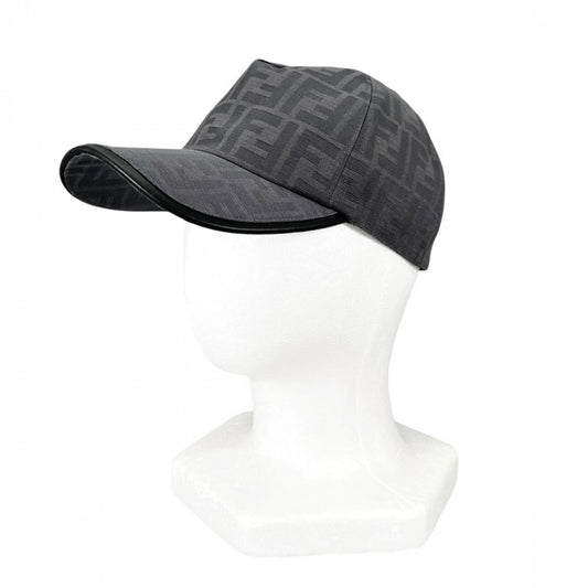 FENDI フェンディ キャップ FFジャガードファブリック ベースボールキャップ FXQ768 グレー シルバー金具 メンズ 約95g【中古品】