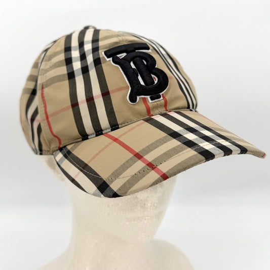 BURBERRY バーバリー キャップ ヴィンテージチェック ベースボールキャップ TBロゴ ファッションアイテム XLサイズ アパレル 帽子 8038504 コットン ベージュ シルバー金具 メンズ【中古品】