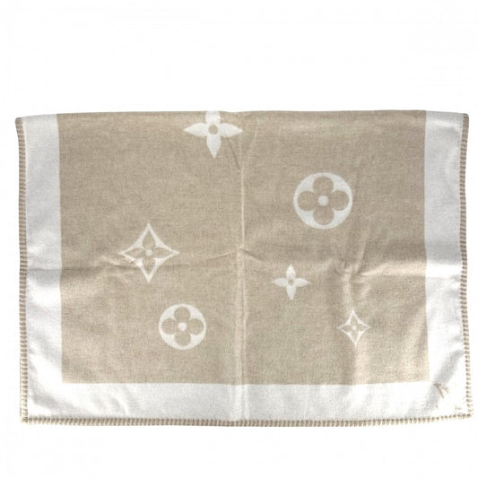 LOUIS VUITTON ルイヴィトン 雑貨 モノグラム ブランケット 毛布 ウール カシミヤ ベージュ アイボリー ユニセックス【中古品】