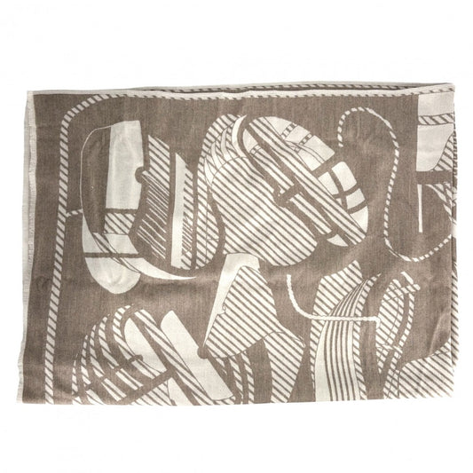 HERMES エルメス ファッション雑貨 PLAID THALASSA ストール ブランケット ファッションアイテム 大判 冬 ウール ブラウン 茶 ベージュ レディース【中古品】