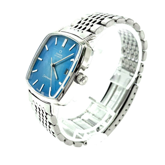 【開店SALE】 OMEGA オメガ 腕時計 シーマスター スクエア デイト AT ブルー文字盤 SS ヴィンテージ Cal.1010 162.006 自動巻き ステンレススチール シルバー メンズ【中古品】