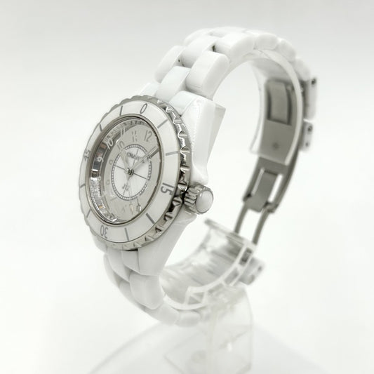 【開店SALE】 CHANEL シャネル 腕時計 J12 ミラー 33MM 白文字盤 QZ H4861 クオーツ セラミック ホワイト 白 メンズ【中古品】