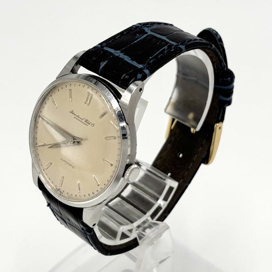 IWC SCHAFFHAUSEN アイダブリューシー シャフハウゼン 腕時計 オールドインター AT シルバー文字盤 メンズウォッチ SS Cal.89 自動巻き ステンレススチール レザー シルバー ネイビー 紺 メンズ【中古品】