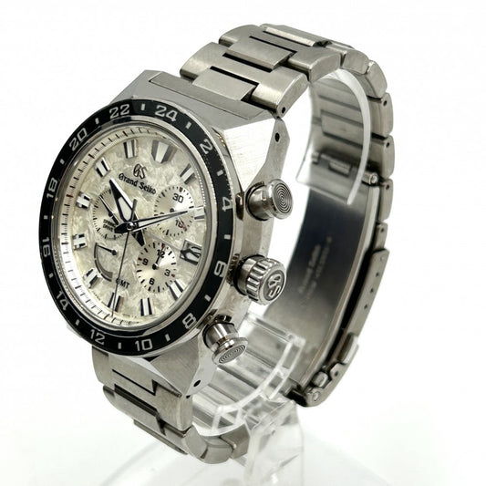 【開店SALE】 SEIKO セイコー 腕時計 グランドセイコー スポーツコレクション スプリングドライブ クロノグラフ GMT ホワイト文字盤 9R86-0AN0 自動巻き チタン ブラック 黒 メンズ【中古品】