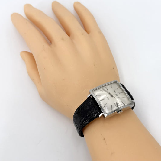 【開店SALE】 IWC SCHAFFHAUSEN アイダブリューシー シャフハウゼン 腕時計 デイト スクエア シャンパンゴールド文字盤 AT メンズウォッチ C.8541 ヴィンテージ R1160A 自動巻き ステンレススチール レザー シルバー ブラック 黒 メンズ【中古品】