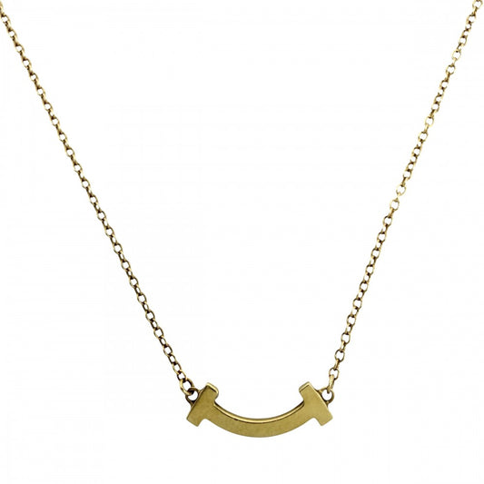 TIFFANY&Co. ティファニー ネックレス Tスマイル ミニペンダント ジュエリー 18金YG Au750 アクセサリー K18イエローゴールド ダイヤモンド レディース 約2.2g【中古品】