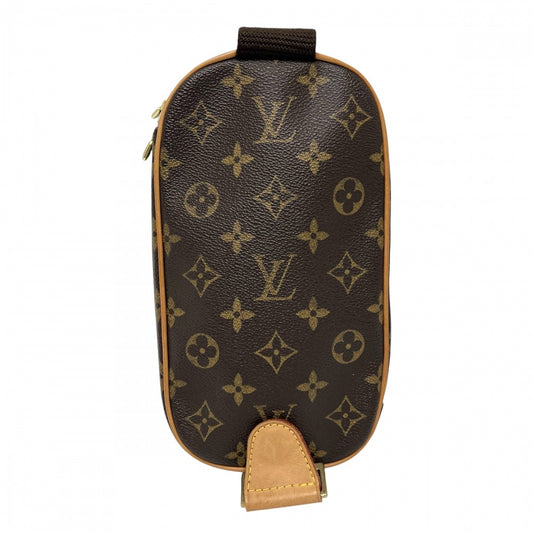 LOUIS VUITTON ルイヴィトン ボディバッグ ポシェットガンジュ ウエストバッグ M51870 モノグラムキャンバス ブラウン 茶 ゴールド金具 レディース【中古品】