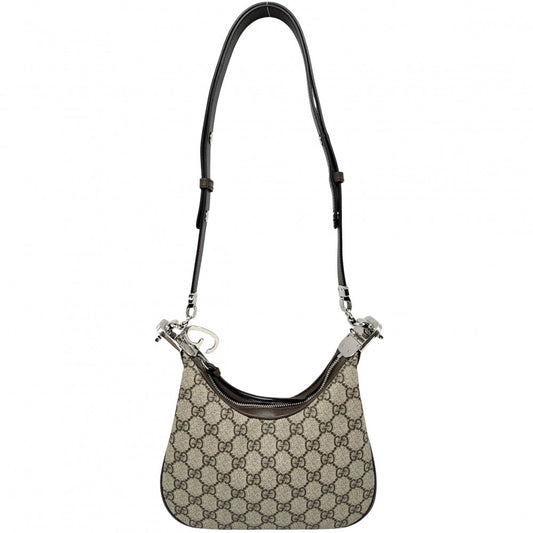 GUCCI グッチ ショルダーバッグ シェリーライン グッチ アタッシェ 699409 GGスプリームキャンバス レザー ベージュ ブラウン 茶 シルバー金具 レディース【中古品】
