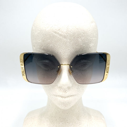 【開店SALE】 LOUIS VUITTON ルイヴィトン サングラス モノグラムフラワー サングラス・LV ムーン・メタル スクエア アイウェア 眼鏡 グラデーション Z1994U メタル ライトトータスシェル ゴールド金具 レディース【中古品】