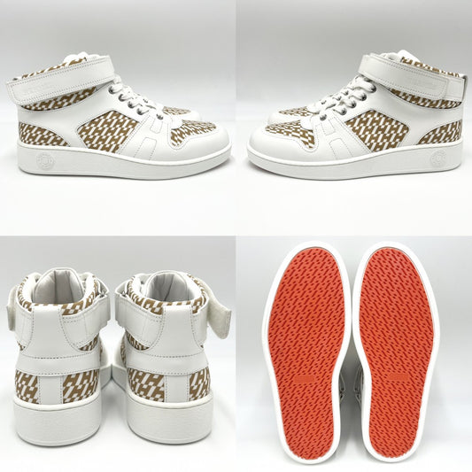 HERMES エルメス スニーカー セリエ フリースタイル ハイカット 靴 シューズ 41.5サイズ 約26.5cm レザー キャンバス ラバー ホワイト 白 ベージュ レディース【中古品】