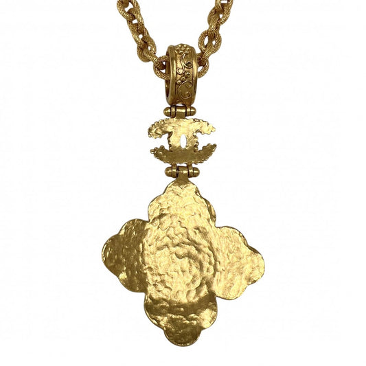 CHANEL シャネル ネックレス ペンダント グリポア ロングネックレス ヴィンテージ ココマーク アクセサリー GP カラーストーン 96A ゴールド ダークブラウン レディース 約108.0g 1996年【中古品】