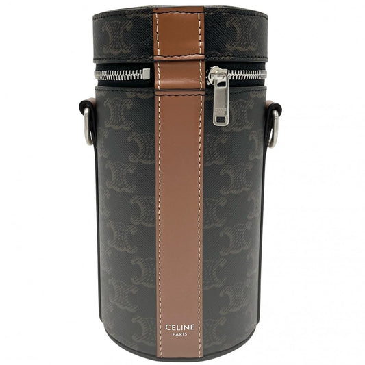CELINE セリーヌ ショルダーバッグ トリオンフ ミニバッグ PVCコーティングキャンバス レザー ブラウン 茶 シルバー金具 レディース【中古品】