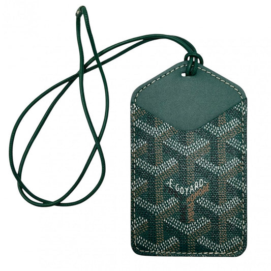 GOYARD ゴヤール カードケース ヘリンボーン マルゼルブ パスケース 小物 MALESHPMLTY09CL09X コーティングキャンバス レザー グリーン 緑 メンズ【中古品】