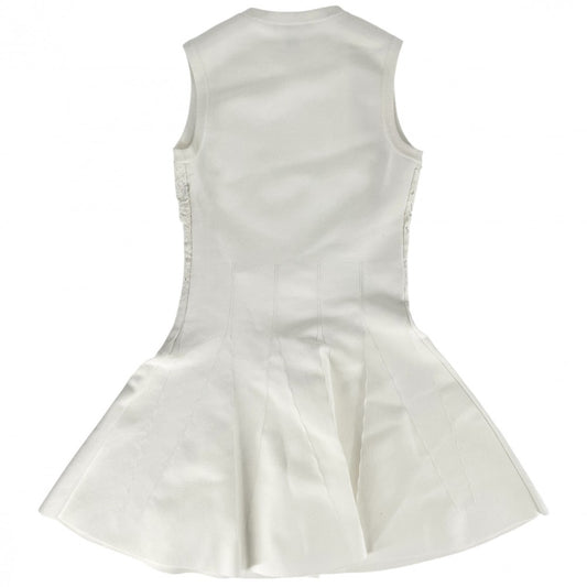 【開店SALE】 LOUIS VUITTON ルイヴィトン ワンピース ニット ノースリーブワンピース アパレル 服 レース サイドファスナー フラワー XS ホワイト 白 春 夏 レーヨン ポリエステル ナイロン ポリウレタン レディース【中古品】