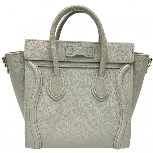 【開店SALE】 CELINE セリーヌ 2WAY ラゲージ ナノ ハンドバッグ ショルダーバッグ レザー ミントグリーン シルバー金具 レディース【中古品】