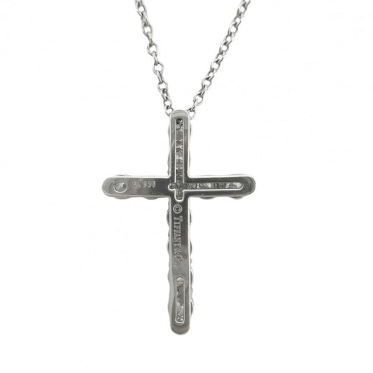 TIFFANY&Co. ティファニー ネックレス クロスペンダント スモール アクセサリー ジュエリー Pt950プラチナ ダイヤモンド レディース 約3.3g【中古品】