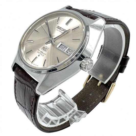 SEIKO セイコー 腕時計 グランドセイコー ハイビート36000 唐草GS デイデイト AT カットガラス Cal.6146A 6146-8010 自動巻き ステンレススチール ブラウン 茶 シルバー メンズ【中古品】