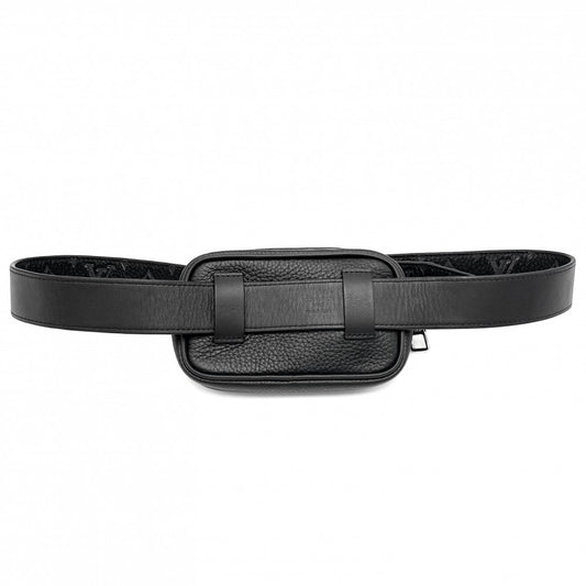 【開店SALE】 LOUIS VUITTON ルイヴィトン ウエストバッグ サンチュールシグネチャーポケット ウエストポーチ ベルトバッグ 95/38 MP282 トリヨンレザー ブラック 黒 シルバー金具 メンズ【中古品】