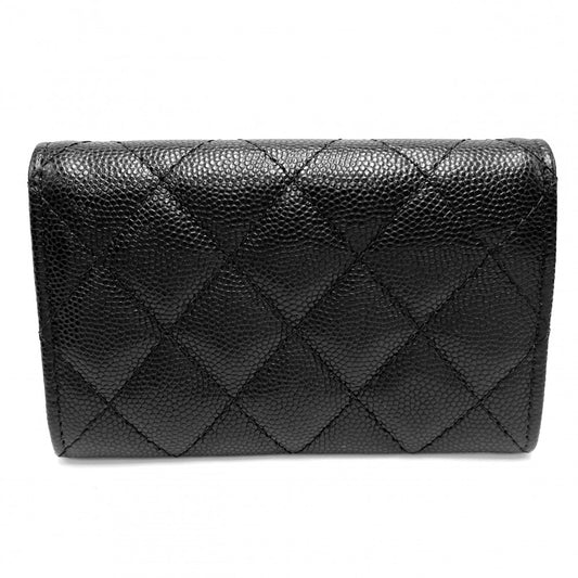 【開店SALE】 CHANEL シャネル コインケース 25SS カードケース マトラッセ ココマーク 小銭入れ 小物 AP3400 キャビアスキン ラインストーン ブラック 黒 ゴールド金具 レディース【中古品】