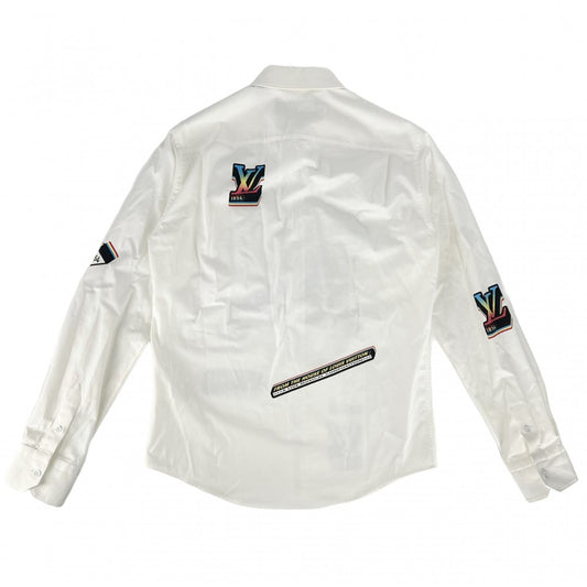 【開店SALE】 LOUIS VUITTON ルイヴィトン ジャケット テクニカルジップシャツ コットンジャケット ブルゾン 服 23SS XS ホワイト 白 マルチカラー ホワイト金具 春 秋 コットン メンズ【中古品】