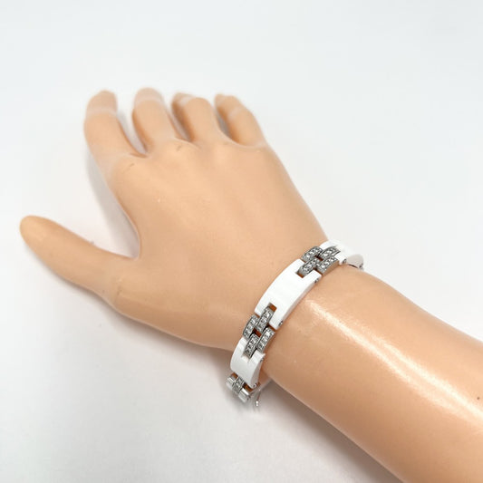 CARTIER カルティエ バングル マイヨンパンテール ジュエリー アクセサリー Au750 18金WG メンズ レディース ブレスレット K18ホワイトゴールド セラミック ダイヤモンド ユニセックス 約38.5g【中古品】