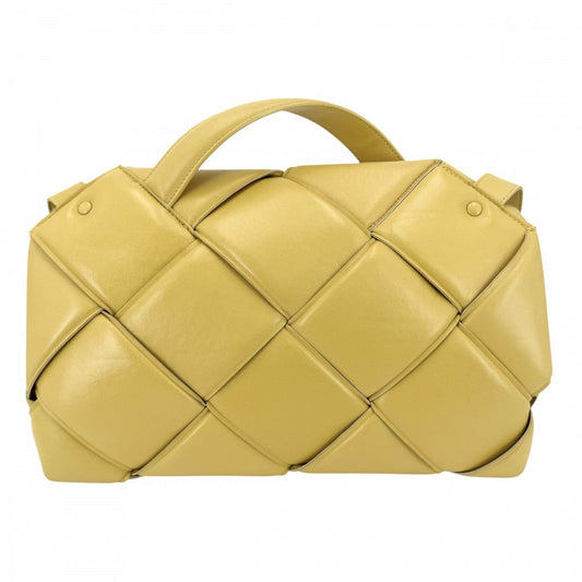 BOTTEGAVENETA ボッテガヴェネタ 2WAY マキシイントレチャート ショルダーバッグ ハンドバッグ トップハンドル 629313 レザー イエロー ゴールド金具 レディース【中古品】
