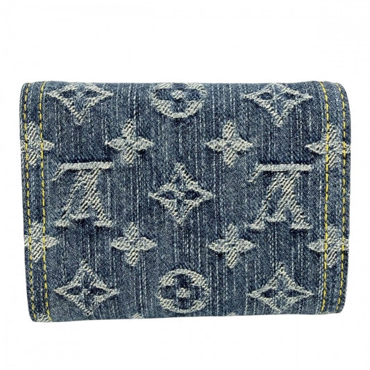 【開店SALE】 LOUIS VUITTON ルイヴィトン 二つ折り財布 モノグラムデニム ポルトフォイユ・ヴィクトリーヌ ミニウォレット ミニ財布 コンパクトウォレット M13212 ブルー 青 ゴールド金具 レディース【中古品】