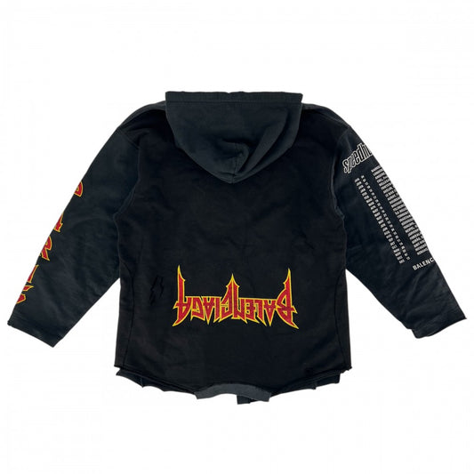 【開店SALE】 BALENCIAGA バレンシアガ パーカー プルオーバー スピードハンターズ トップス アップサイドダウンフーディ ロゴプリント 服 アパレル 698156 ブラック 黒 グレー 秋 冬 コットン メンズ【中古品】