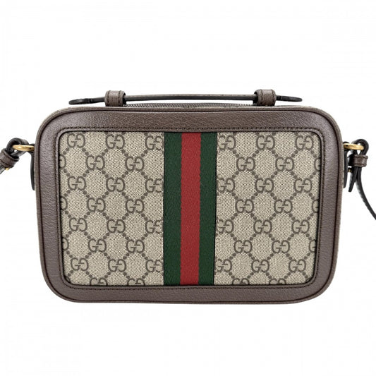 【開店SALE】 GUCCI グッチ ショルダーバッグ オフィディア スモール クロスボディバッグ 739392 GGスプリームキャンバス レザー ベージュ ブラウン 茶 シルバー金具 メンズ【中古品】