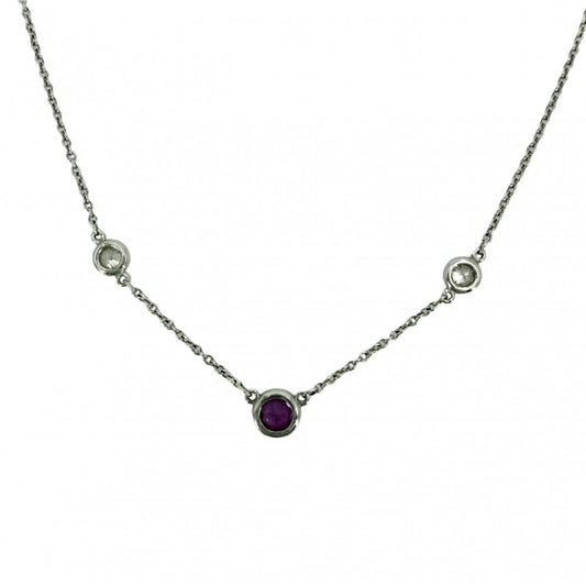 TIFFANY&Co. ティファニー ネックレス エルサペレッティ カラーバイザヤード ジュエリー アクセサリー Pt950プラチナ ピンクサファイア ピンク レディース 約2.9g【中古品】
