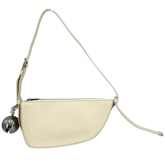 BURBERRY バーバリー ショルダーバッグ ミニ シールドスリングバッグ ミニバッグ ホワイト 80758521 レザー アイボリー シルバー金具 ユニセックス【中古品】