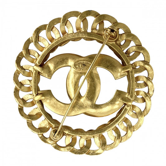 CHANEL シャネル ブローチ ココマーク アクセサリー ヴィンテージ ラウンド GP 96P ゴールド レディース 約21.3g 1996年【中古品】