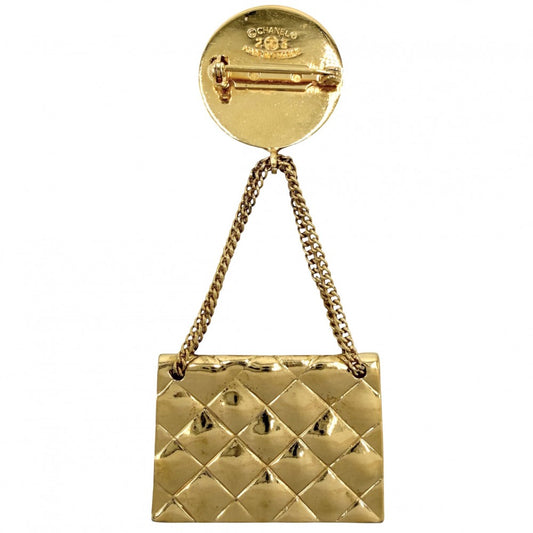 CHANEL シャネル ブローチ マトラッセ バッグモチーフ ココマーク スイング ココ アクセサリー ヴィンテージ GP 23 ゴールド レディース 約19.8g 1988年【中古品】