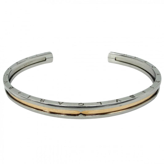 BVLGARI ブルガリ ブレスレット ビーゼロワン ジュエリー アクセサリー B-zero 1 オープン バングル Au750 PG 18金 ステンレススチール K18ピンクゴールド ゴールド シルバー レディース 約15.9g【中古品】