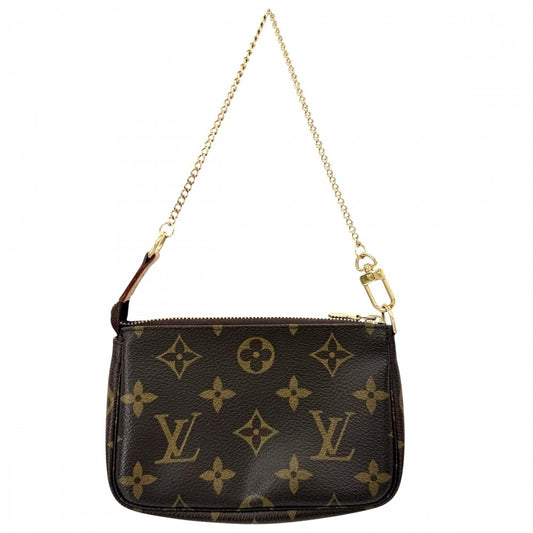 LOUIS VUITTON ルイヴィトン ハンドバッグ モノグラム ミニポシェットアクセソワール アクセサリーポーチ Mini Pochette Accessoires M58009 ブラウン 茶 ゴールド金具 レディース【中古品】