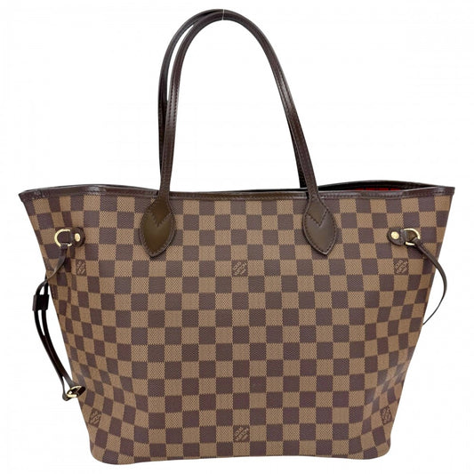 【開店SALE】 LOUIS VUITTON ルイヴィトン トートバッグ ネヴァーフルMM ハンドバッグ N40599 ダミエキャンバス ブラウン 茶 ゴールド金具 レディース【中古品】