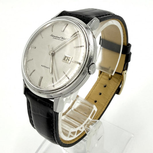 IWC SCHAFFHAUSEN アイダブリューシー シャフハウゼン 腕時計 寄り目デイト AT シルバー文字盤 メンズウォッチ Cal.8531 603A 自動巻き ステンレススチール レザー シルバー ブラック 黒 メンズ【中古品】