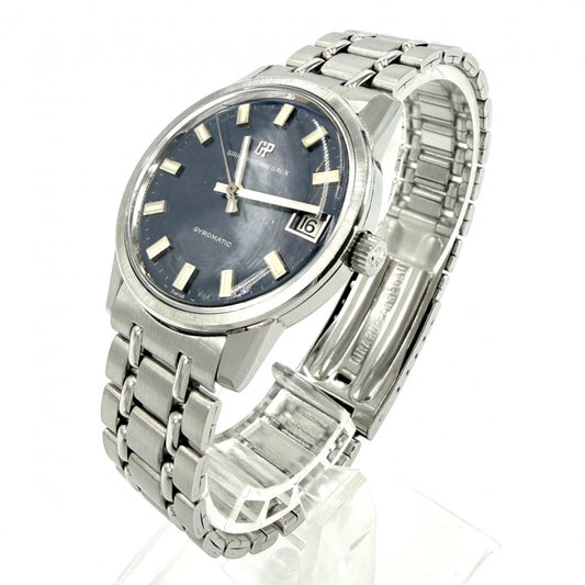 腕時計 ジラールぺルゴ ジャイロマティック Gyromatic AT ネイビー文字盤 Girard Perregaux メンズウォッチ Cal.460.241 デイト 自動巻き ステンレススチール シルバー メンズ【中古品】