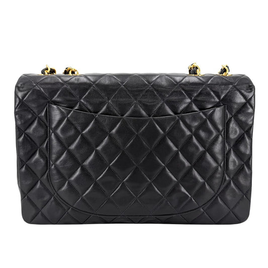 CHANEL シャネル ショルダーバッグ デカマトラッセ34 ココマーク ダブルチェーン ターンロック ラムスキン ブラック 黒 ゴールド金具 レディース【中古品】