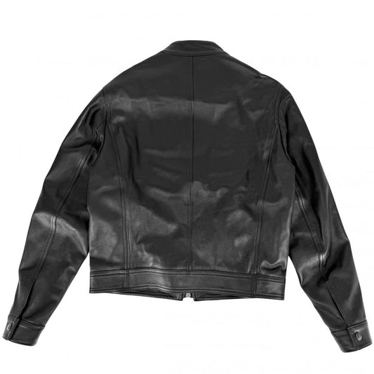 【開店SALE】 ライダースジャケット エンメティ シングルライダースジャケット ユリ JURI EMMETI レザージャケット アウター アパレル 服 46 ブラック 黒 ガンメタル金具 春 秋 ラムスキン ポリエステル メンズ【中古品】