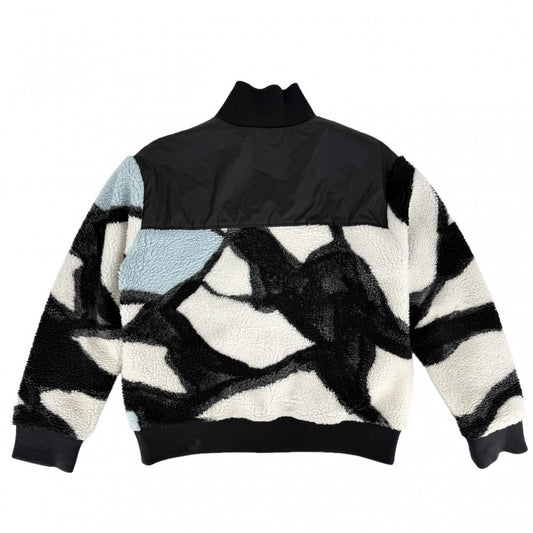 【開店SALE】 LOUIS VUITTON ルイヴィトン ブルゾン LVロゴフリース ボアジャケット 24SS アパレル 服 アウター XXL HQY18W ブラック 黒 ホワイト シルバー金具 冬 ポリエステル アクリル ポリエステル ポリウレタン メンズ【中古品】