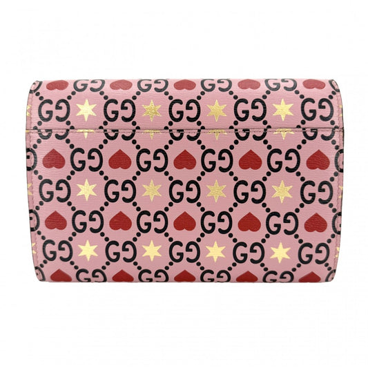 GUCCI グッチ ショルダーバッグ ディオニュソス タイガーヘッド ハート チェーンショルダー スター 401231 レザー ピンク レッド 赤 シルバー金具 レディース【中古品】