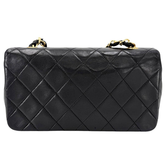 CHANEL シャネル ショルダーバッグ フルフラップ ミニマトラッセ チェーンショルダー ターンロック Mini Matelasse ヴィンテージ ココマーク レザー ブラック 黒 ゴールド金具 レディース【中古品】