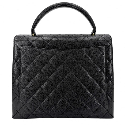 CHANEL シャネル ハンドバッグ マトラッセ ココマーク ターンロック トップハンドル A12397 キャビアスキン ブラック 黒 ゴールド金具 レディース【中古品】