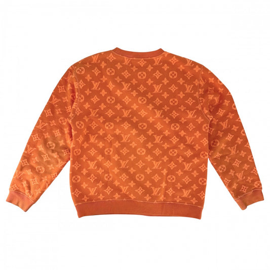LOUIS VUITTON ルイヴィトン スウェット モノグラム ジャガード トップス クルーネック トレーナー 長袖 アパレル 服 L オレンジ 秋 冬 コットン アクリル ウール メンズ【中古品】