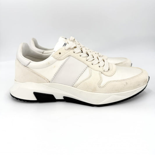 【開店SALE】 TOM FORD トムフォード スニーカー Jagga シューズ 靴 8サイズ 約26.5cm スウェード ホワイト 白 メンズ【中古品】