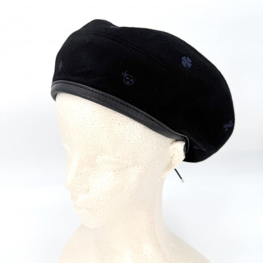 HERMES エルメス ベレー帽 サントノーレチャーム 帽子 ファッションアイテム 57サイズ H212010N カシミヤ ネイビー 紺 レディース【中古品】