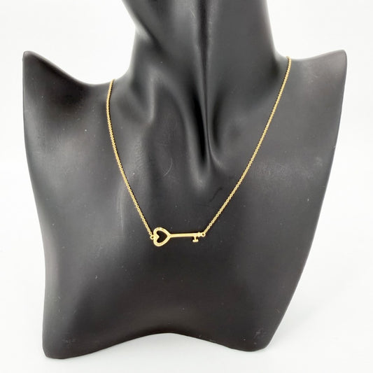 【開店SALE】 TIFFANY&Co. ティファニー ネックレス ハート キー キーモチーフ ジュエリー アクセサリー 18金YG Au750 K18イエローゴールド レディース 約2.4g【中古品】
